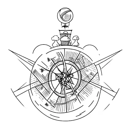 A minimalist tattoo of a globe with a philosophical symbol inscribed on it, representing the client's passion for travel and philosophy. tattoo design idea