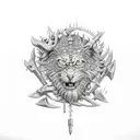 middle age weapons tattoo design idea