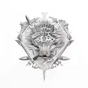 middle age weapons tattoo design idea