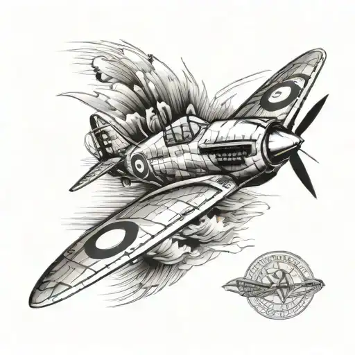 spitfire fighter plane flying across tattoo design idea