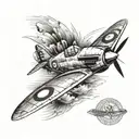 spitfire fighter plane flying across tattoo design idea