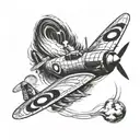 spitfire fighter plane flying across tattoo design idea
