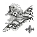 spitfire fighter plane flying across tattoo design idea