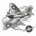spitfire fighter plane flying across tattoo design idea