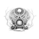 Incorporate elements from Tim Burton movies into a mesmerizing sleeve tattoo that tells a unique story tattoo design idea