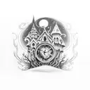 Incorporate elements from Tim Burton movies into a mesmerizing sleeve tattoo that tells a unique story tattoo design idea