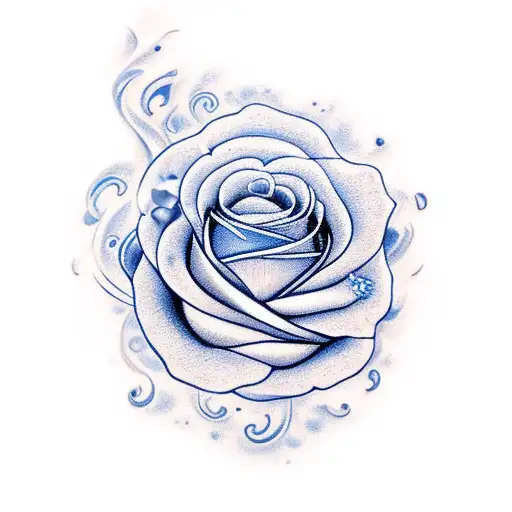 Blue fire with roses burning inside. tattoo design idea