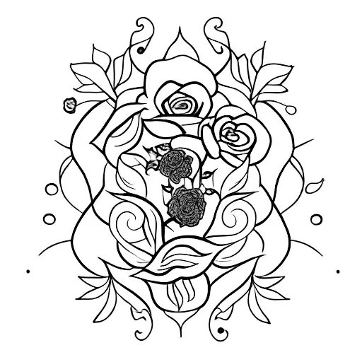 Blue fire with roses inside. tattoo design idea
