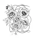 Blue fire with roses inside. tattoo design idea