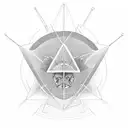 A triangle with for each extremity a circle (thus 3 circles) in each of the circles a symbol, 1st symbol a crab tattoo design idea