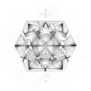 A triangle with for each extremity a circle (thus 3 circles) in each of the circles a symbol, 1st symbol a crab tattoo design idea