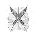A triangle with for each extremity a circle (thus 3 circles) in each of the circles a symbol, 1st symbol a crab tattoo design idea
