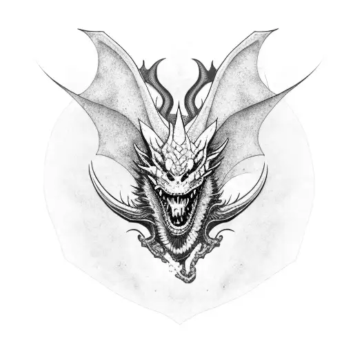 two creatures, a dragon and a thestral tattoo design idea