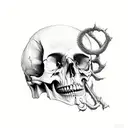 cut in half skull  tattoo design idea