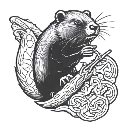 Beaver smoking a blunt tattoo design idea