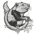 Beaver smoking a blunt tattoo design idea