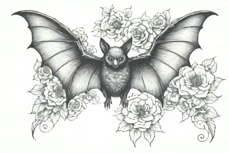 bat with wings spread  tattoo design idea