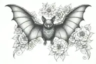 bat with wings spread  tattoo design idea
