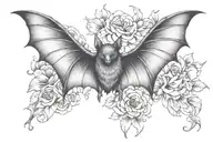 bat with wings spread  tattoo design idea
