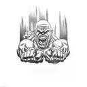 Sketch a tattoo of the Hulk lifting weights with a motivational quote about strength and perseverance tattoo design idea