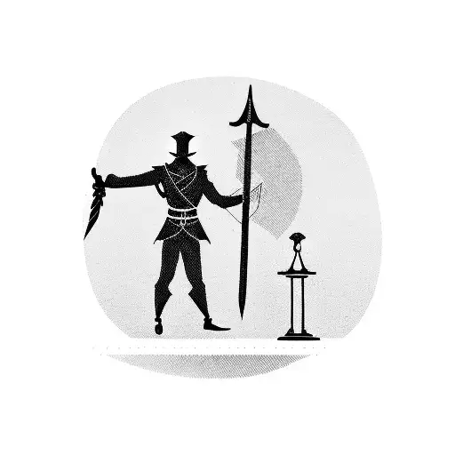 A silhouette of a lawyer holding a sword of truth tattoo design idea