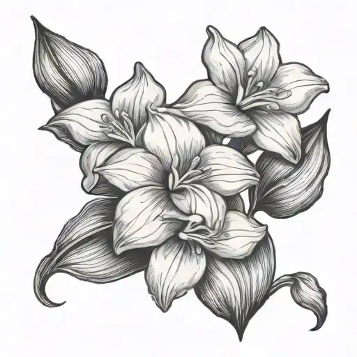 morning glory and paperwhite narcissus flower tattoo design idea