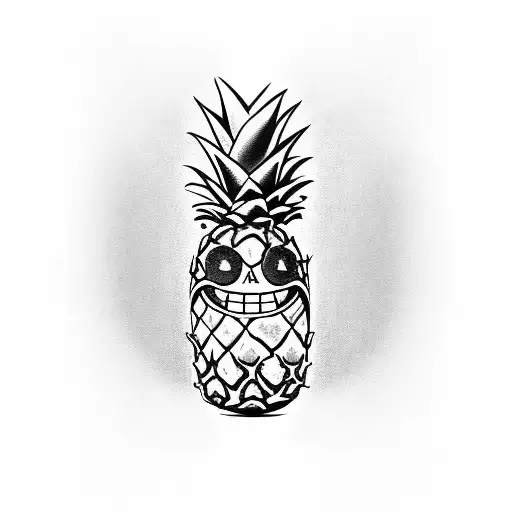 pineapple with a smiley face tiki tattoo design idea