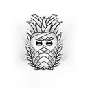 pineapple with a minimalistic smiley face tiki bob  tattoo design idea