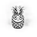 pineapple with a minimalistic smiley face tiki bob  tattoo design idea