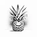 pineapple with a minimalistic smiley face tiki bob  tattoo design idea