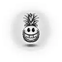 pineapple with a minimalistic smiley face tiki bob  tattoo design idea