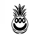 pineapple with a minimalistic smiley face tiki bob  tattoo design idea