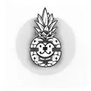 pineapple with a smiley face tattoo design idea
