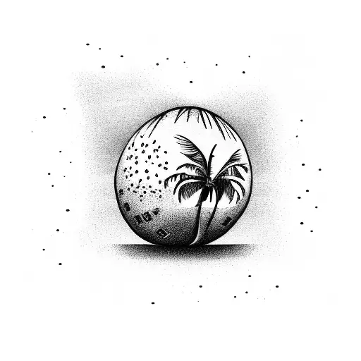 A coconut tree growing out of a basketball tattoo design idea