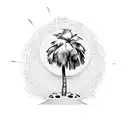 A coconut tree growing out of a basketball tattoo design idea
