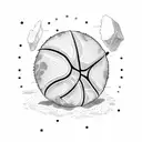 A coconut tree growing out of a basketball tattoo design idea