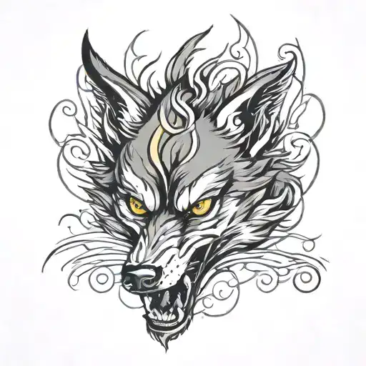 Angry wolf tattoo design idea