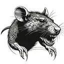 aggressive rat with white eyes tattoo design idea