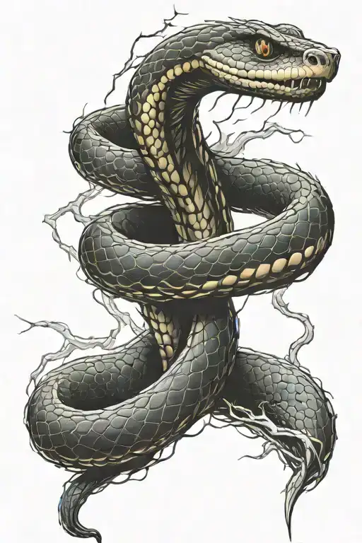 snake and lightning bolt striking tattoo design idea