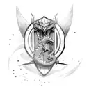 A spear breaking through a shield with a dragon design tattoo design idea