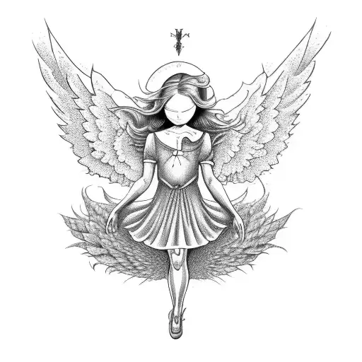 angel falling tattoo design idea