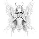 angel falling tattoo design idea