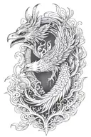   phoenix rising in forest fire    tattoo design idea