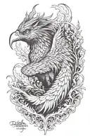   phoenix rising in forest fire    tattoo design idea