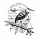 heron, sailboat and eagle tattoo design idea
