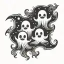 Three strangely cute ghosts tattoo design idea