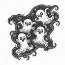 Three strangely cute ghosts tattoo design idea