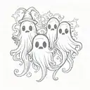Three strangely cute ghosts tattoo design idea