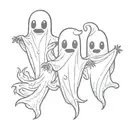 Three strangely cute ghosts tattoo design idea