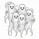 Three strangely cute ghosts tattoo design idea